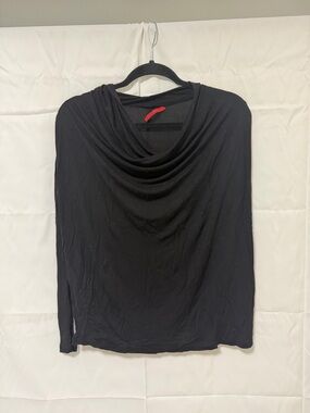 Carolina Herrera Black Draped Cowl Neck Long Sleeve Top